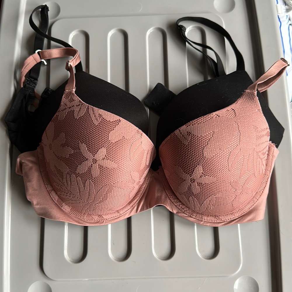 Pink and black bra 34D